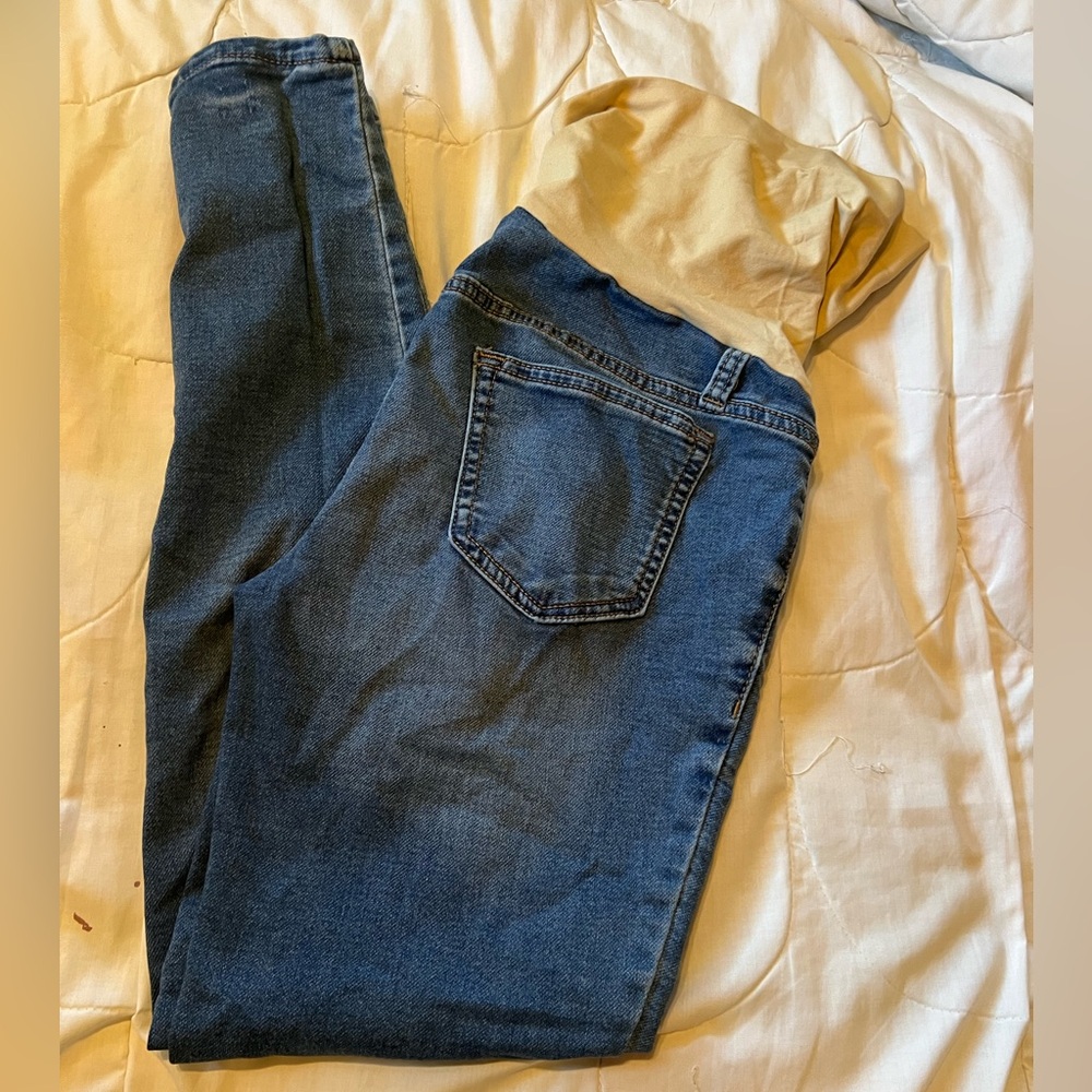 a:glow Blue and Tan Maternity Jeggings